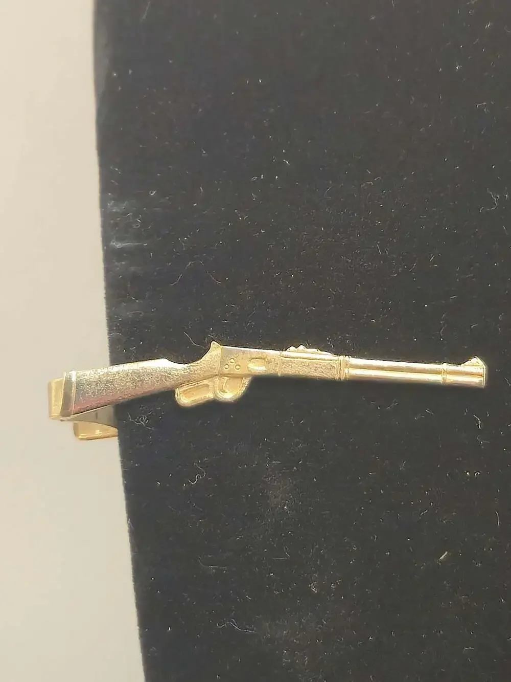 Vintage Gold Tone Rifle Tie Clip Bar